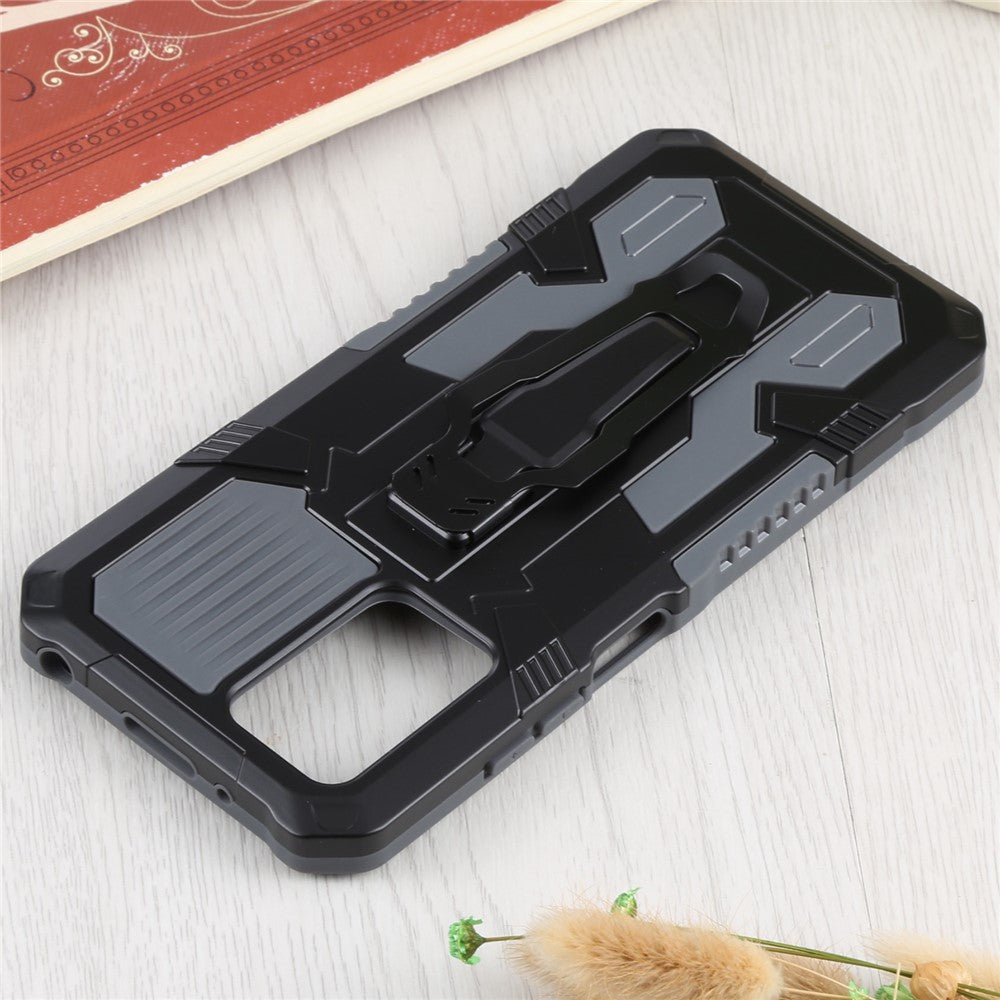 PC + TPU Phone Protective Case with Built-In Magnetic-Absorbed Metal Plate Back Clip Kickstand Design Hybrid Cover for Xiaomi Redmi Note 11 4G (MediaTek)/Redmi 10 4G (2021)/Redmi 10 2022 4G