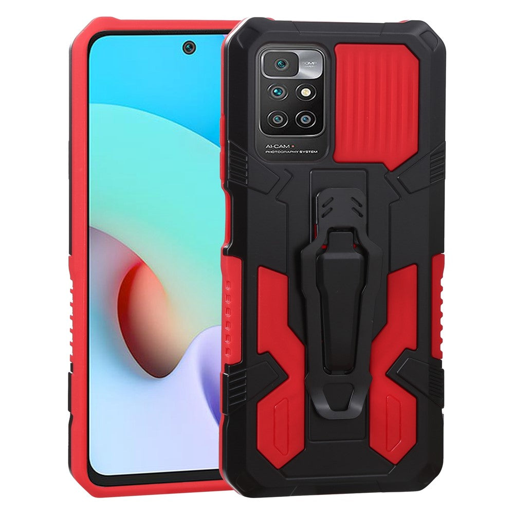 PC + TPU Phone Protective Case with Built-In Magnetic-Absorbed Metal Plate Back Clip Kickstand Design Hybrid Cover for Xiaomi Redmi Note 11 4G (MediaTek)/Redmi 10 4G (2021)/Redmi 10 2022 4G