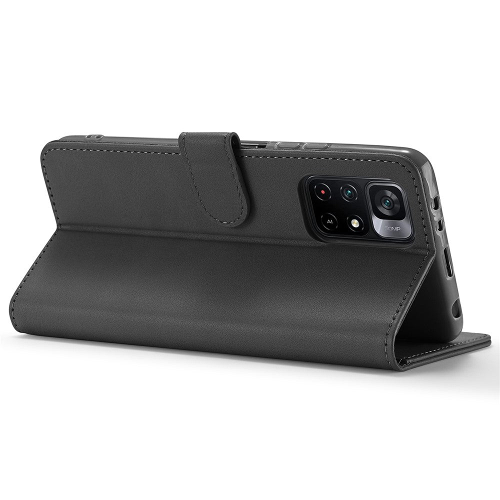 LC.IMEEKE PU Leather Foldable Stand Phone Case Flip Cover with Wallet Design for Xiaomi Redmi Note 11 5G (China) (MediaTek)/Redmi Note 11T 5G/Redmi Note 11S 5G