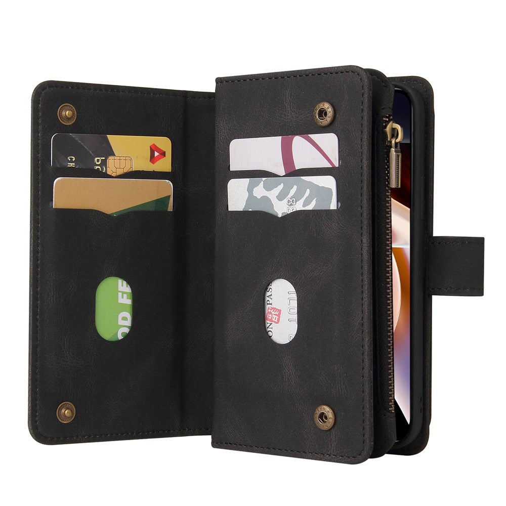 For Xiaomi Redmi Note 11 Pro 5G (China) (Mediatek) / Note 11 Pro+ 5G Zipper Wallet Case with 15 Card Slots and Strap Leather Phone Cover