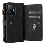 Xiaomi 11T / 11T Pro Plånboksfodral med dragkedja, 15 kortfack och rem Lädermobilfodral