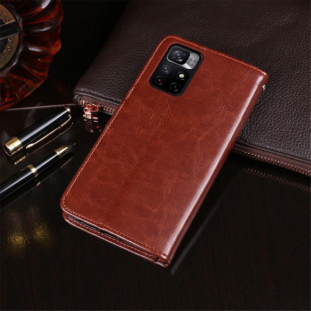 IDEWEI Lättviktigt Premium PU-läder och TPU Bra Skyddande Stativplånbok Mobilmobilfodral för Xiaomi Redmi Note 11 Pro+ 5G/11 Pro 5G (Kina) (MediaTek)