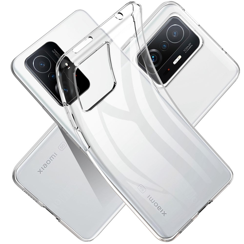 Transparent Soft TPU Protective Phone Case with Tempered Glass Screen Protector for Xiaomi 11T/11T Pro