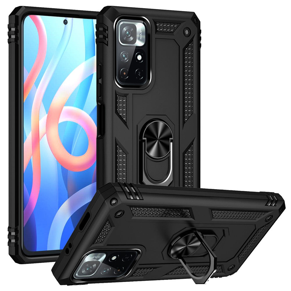 Ring Kickstand Function Anti-scratch Shockproof Hard PC Soft TPU Protective Case for Xiaomi Redmi Note 11 5G (China) (MediaTek)/Redmi Note 11T 5G/Note 11S 5G