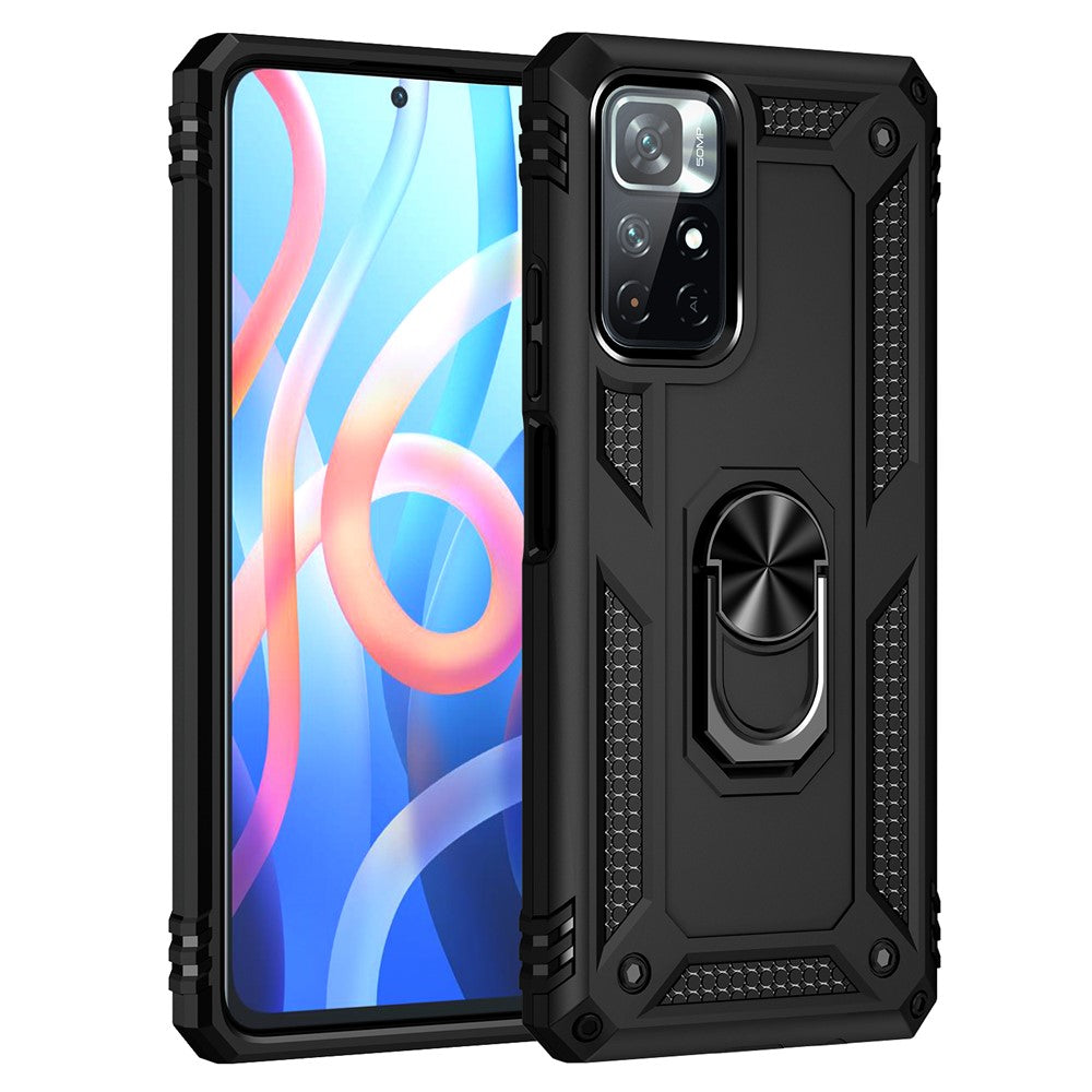 Ring Kickstand Function Anti-scratch Shockproof Hard PC Soft TPU Protective Case for Xiaomi Redmi Note 11 5G (China) (MediaTek)/Redmi Note 11T 5G/Note 11S 5G