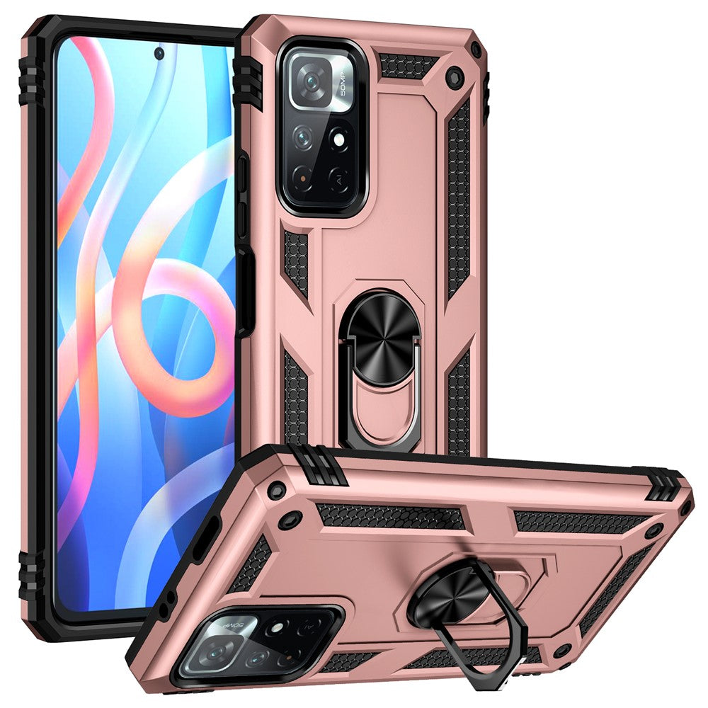 Ring Kickstand Function Anti-scratch Shockproof Hard PC Soft TPU Protective Case for Xiaomi Redmi Note 11 5G (China) (MediaTek)/Redmi Note 11T 5G/Note 11S 5G