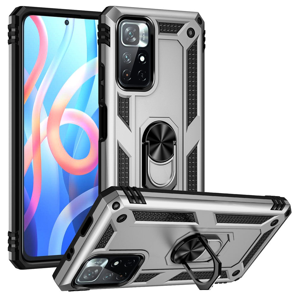 Ring Kickstand Function Anti-scratch Shockproof Hard PC Soft TPU Protective Case for Xiaomi Redmi Note 11 5G (China) (MediaTek)/Redmi Note 11T 5G/Note 11S 5G