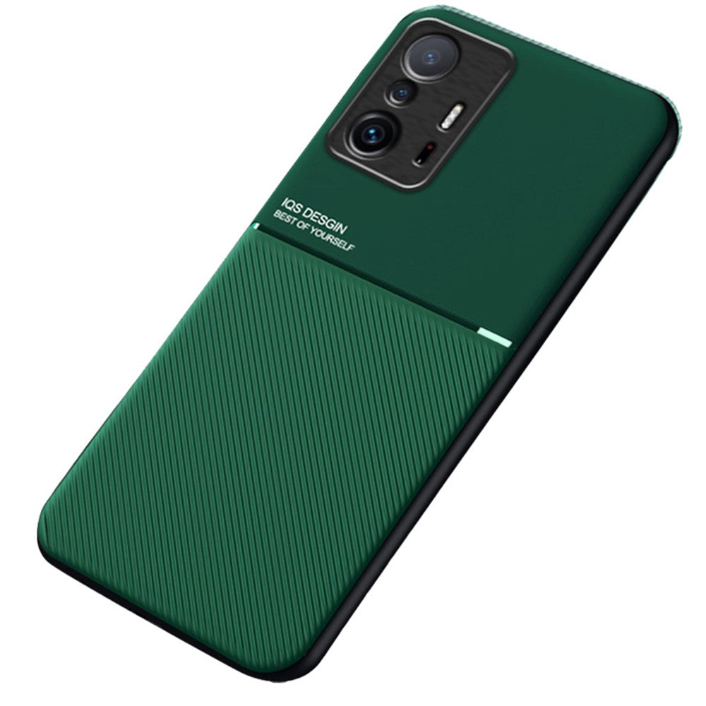 Tekstureret mobilcover i TPU + PU-læder, stødsikkert mobilcover med indbygget magnetisk metalplade til Xiaomi 11T Pro / Xiaomi 11T