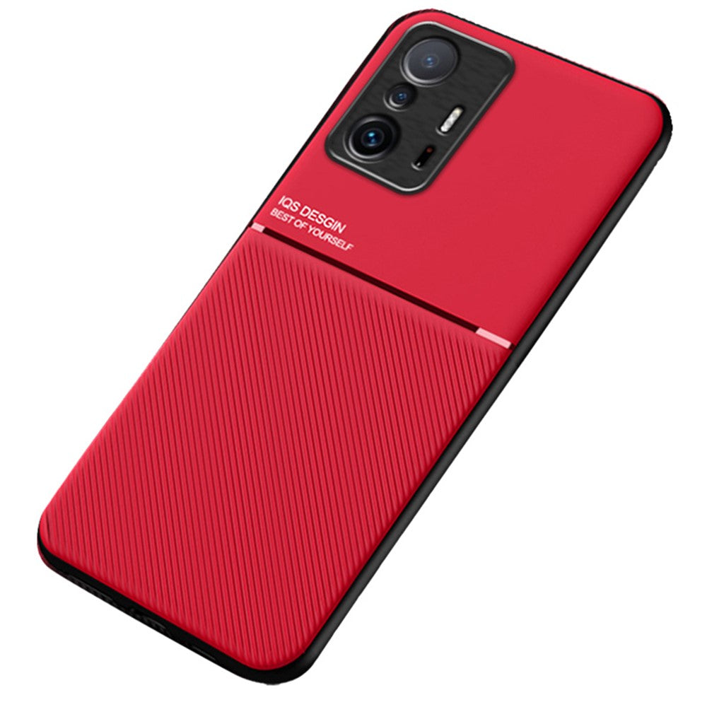 Tekstureret mobilcover i TPU + PU-læder, stødsikkert mobilcover med indbygget magnetisk metalplade til Xiaomi 11T Pro / Xiaomi 11T