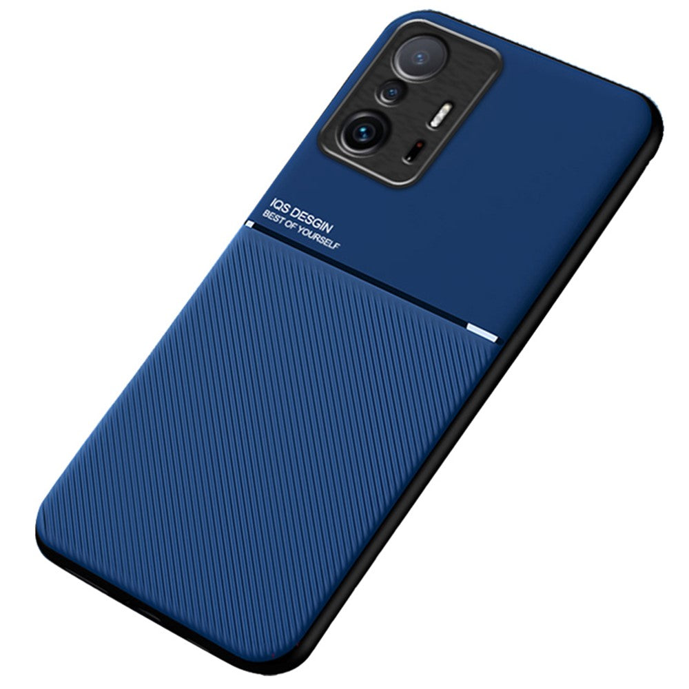Tekstureret mobilcover i TPU + PU-læder, stødsikkert mobilcover med indbygget magnetisk metalplade til Xiaomi 11T Pro / Xiaomi 11T