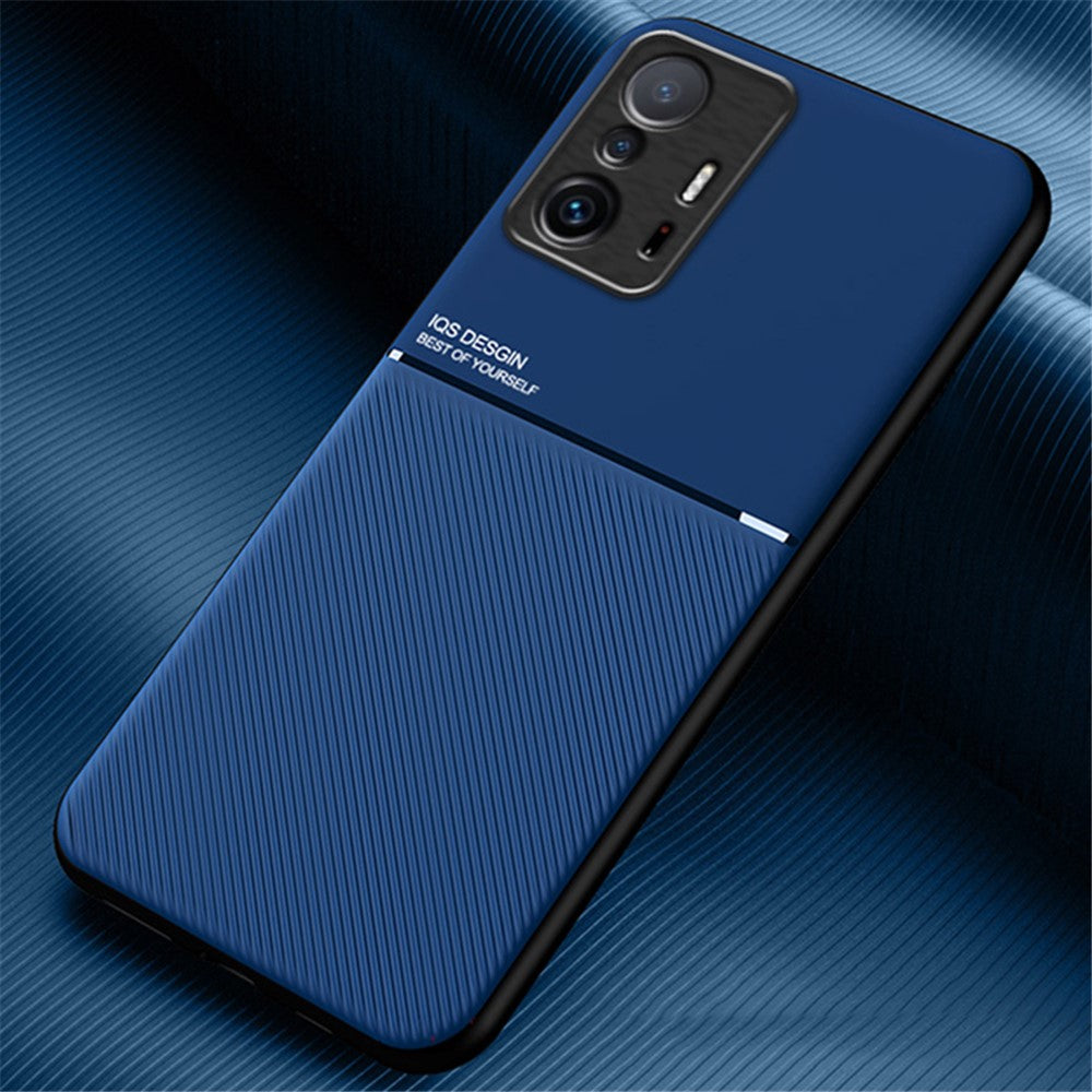 Tekstureret mobilcover i TPU + PU-læder, stødsikkert mobilcover med indbygget magnetisk metalplade til Xiaomi 11T Pro / Xiaomi 11T