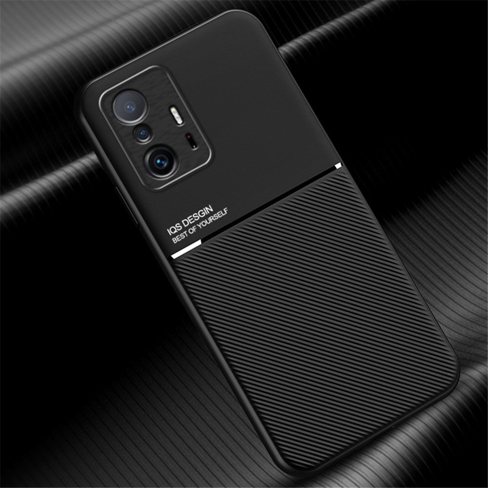 Tekstureret mobilcover i TPU + PU-læder, stødsikkert mobilcover med indbygget magnetisk metalplade til Xiaomi 11T Pro / Xiaomi 11T