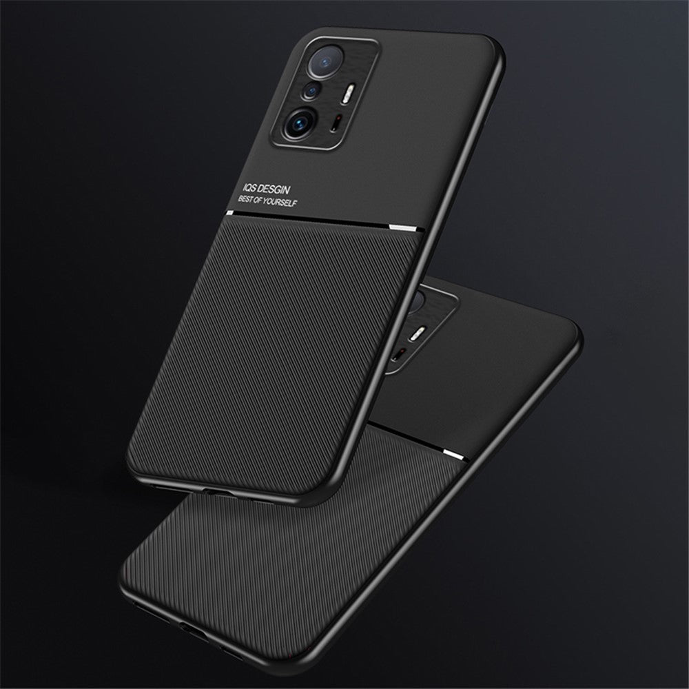 Tekstureret mobilcover i TPU + PU-læder, stødsikkert mobilcover med indbygget magnetisk metalplade til Xiaomi 11T Pro / Xiaomi 11T