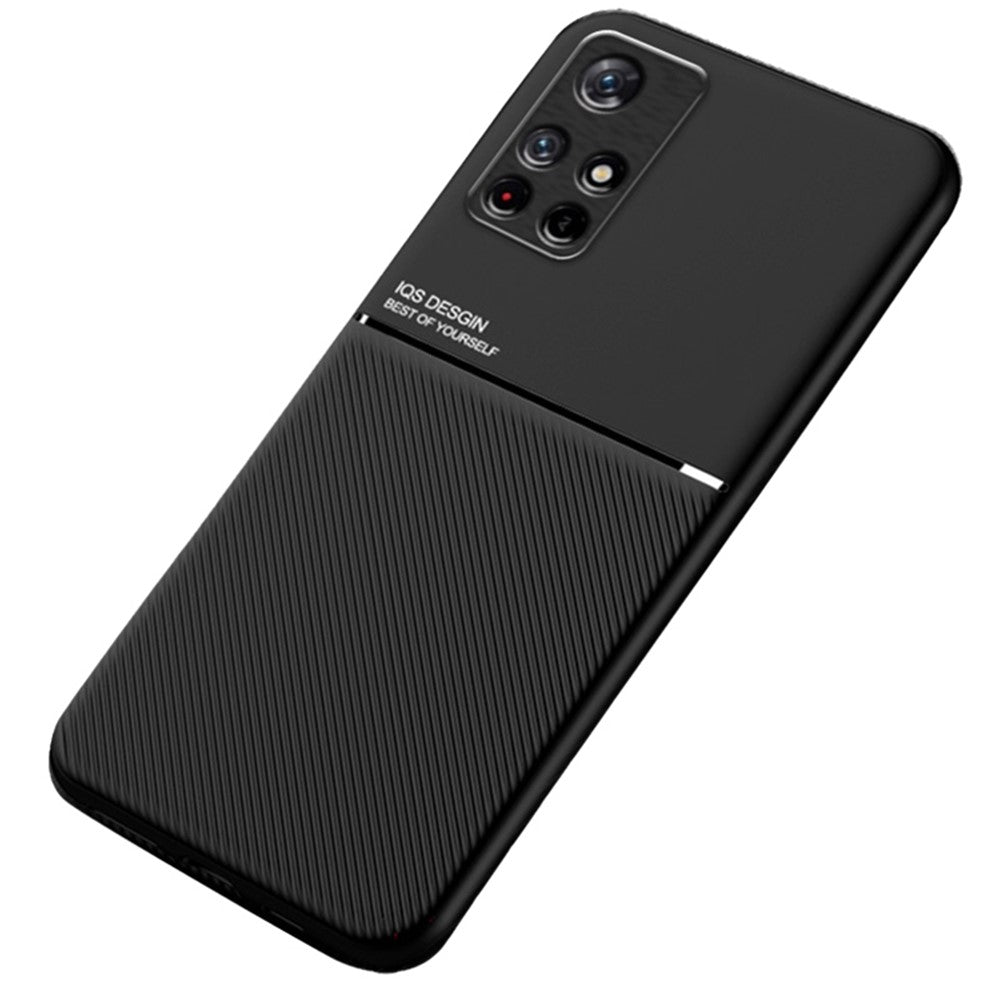 Anti-fingeravtrycksskyddande dammtätt mobilmobilskal TPU + PU-läder stötsäkert mobilskal med inbyggd magnetisk metallplåt för Xiaomi Redmi Note 11 5G (Kina) (MediaTek)/Redmi Note 11T 5G/Note 11S 5G
