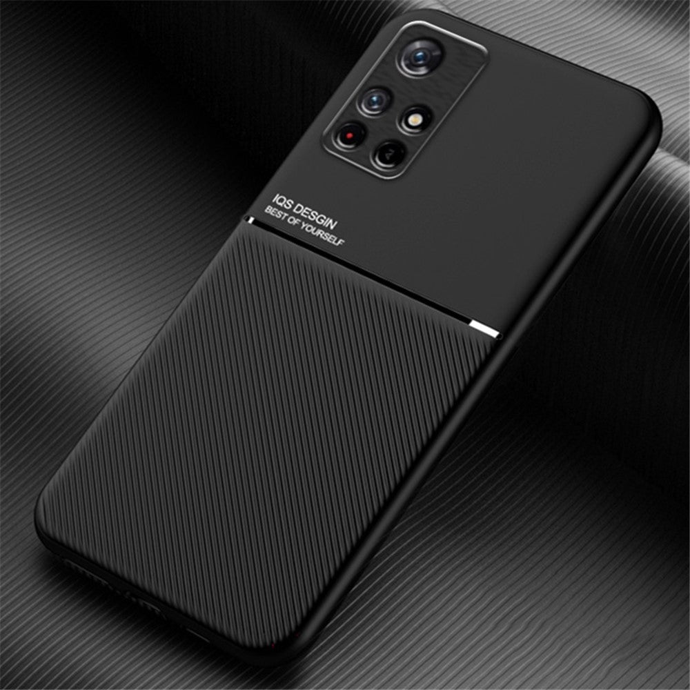 Anti-fingeravtrycksskyddande dammtätt mobilmobilskal TPU + PU-läder stötsäkert mobilskal med inbyggd magnetisk metallplåt för Xiaomi Redmi Note 11 5G (Kina) (MediaTek)/Redmi Note 11T 5G/Note 11S 5G