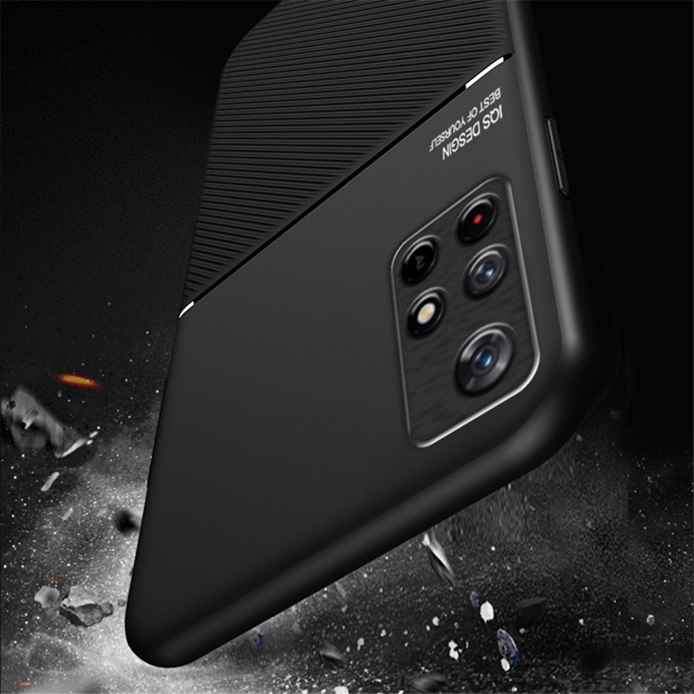 Fingeraftryksafvisende, støvtæt mobilcover i TPU + PU-læder, stødsikkert cover med indbygget magnetisk metalplade til Xiaomi Redmi Note 11 5G (Kina) (MediaTek)/Redmi Note 11T 5G/Note 11S 5G