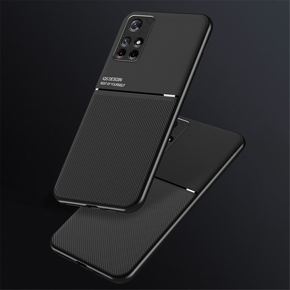 Anti-fingeravtrycksskyddande dammtätt mobilmobilskal TPU + PU-läder stötsäkert mobilskal med inbyggd magnetisk metallplåt för Xiaomi Redmi Note 11 5G (Kina) (MediaTek)/Redmi Note 11T 5G/Note 11S 5G