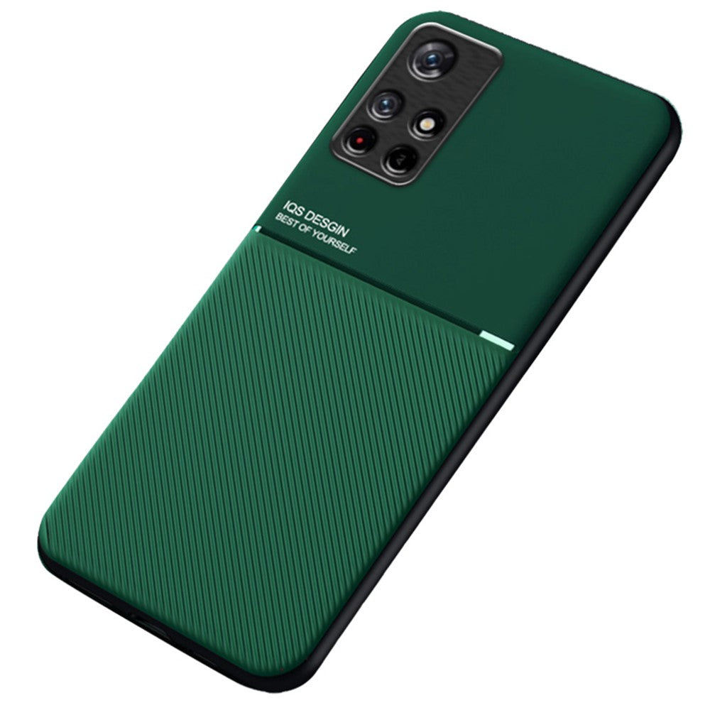 Anti-fingeravtrycksskyddande dammtätt mobilmobilskal TPU + PU-läder stötsäkert mobilskal med inbyggd magnetisk metallplåt för Xiaomi Redmi Note 11 5G (Kina) (MediaTek)/Redmi Note 11T 5G/Note 11S 5G