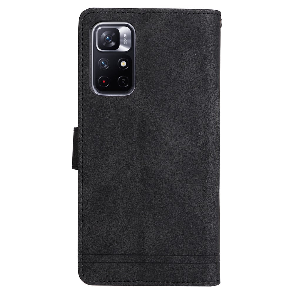 For Xiaomi Redmi Note 11 5G (China) (MediaTek) / Note 11T 5G / Note 11S 5G  Zipper Wallet Case PU Leather Flip Stand Stripes Imprinted Phone Cover