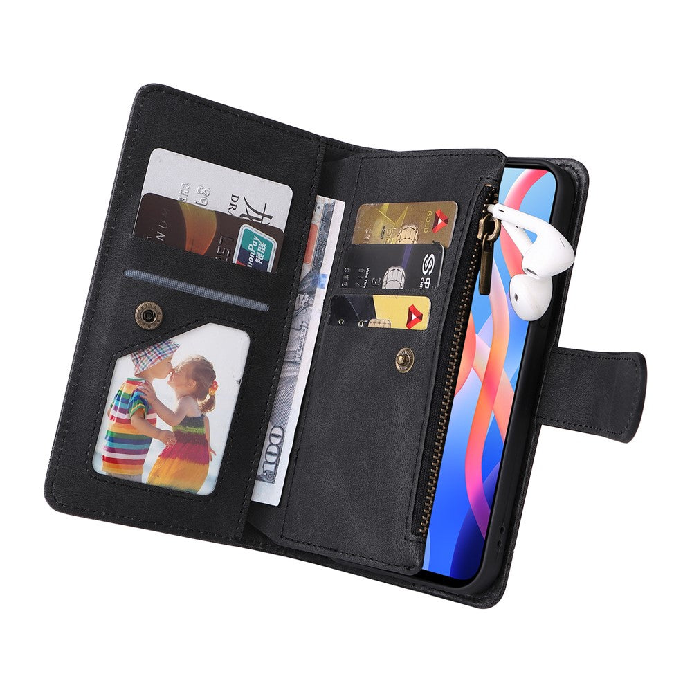 For Xiaomi Redmi Note 11 5G (China) (MediaTek) / Note 11T 5G / Note 11S 5G  Zipper Wallet Case PU Leather Flip Stand Stripes Imprinted Phone Cover