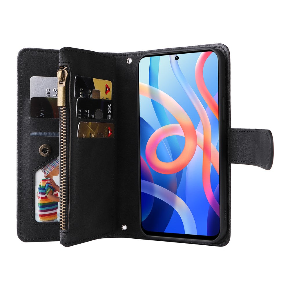 For Xiaomi Redmi Note 11 5G (China) (MediaTek) / Note 11T 5G / Note 11S 5G  Zipper Wallet Case PU Leather Flip Stand Stripes Imprinted Phone Cover
