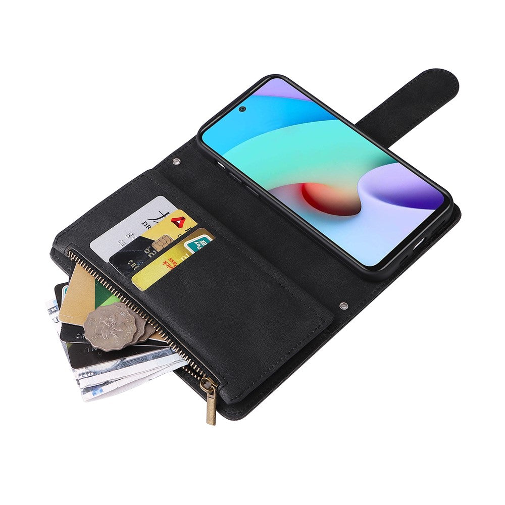 For Xiaomi Redmi Note 11 4G (MediaTek) / Redmi 10 4G (2021) / Redmi 10 2022 4G / 10 Prime PU Leather Phone Case Wallet Stand Protective Cover