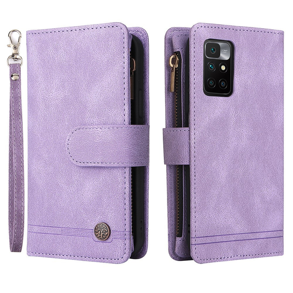 For Xiaomi Redmi Note 11 4G (MediaTek) / Redmi 10 4G (2021) / Redmi 10 2022 4G / 10 Prime PU Leather Phone Case Wallet Stand Protective Cover