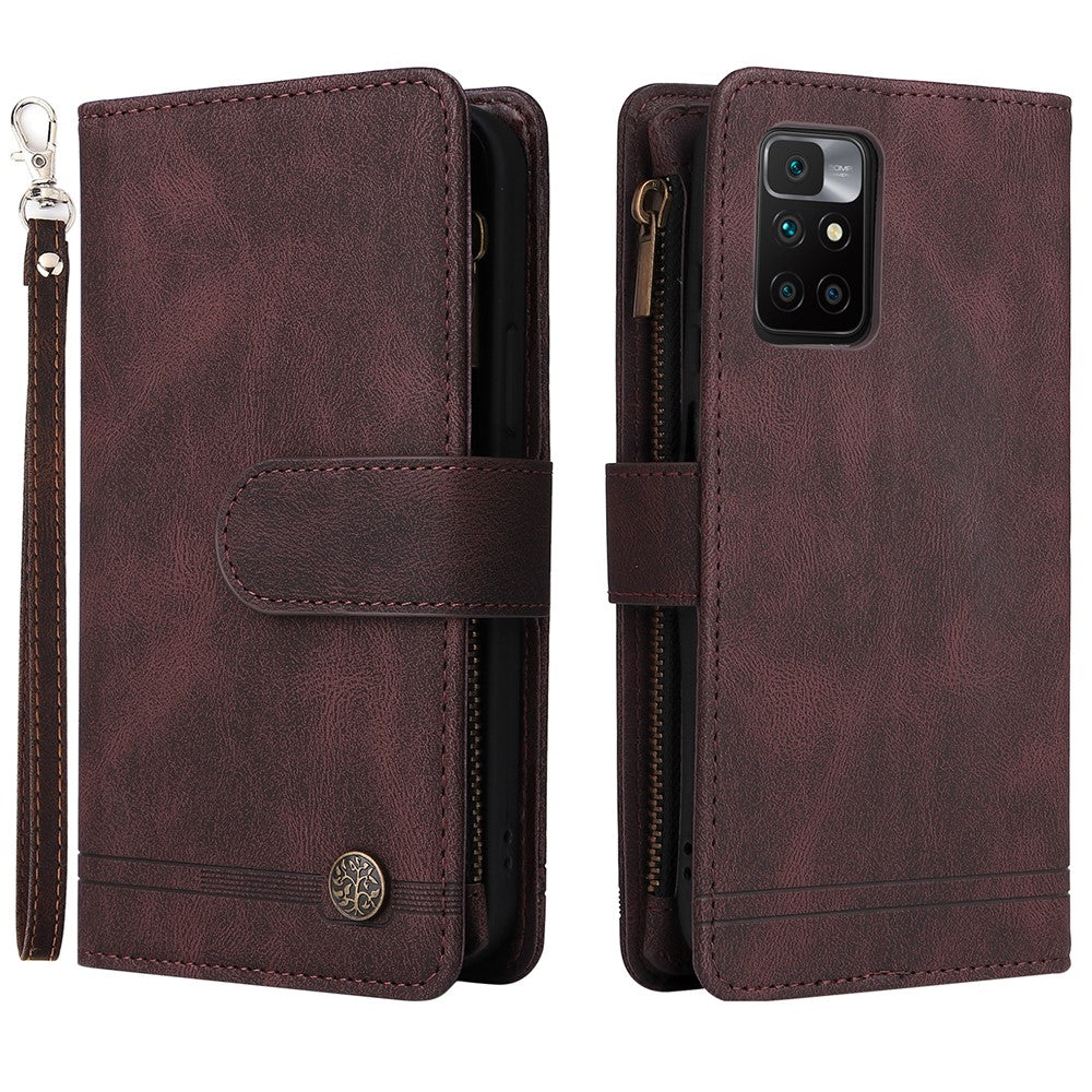 For Xiaomi Redmi Note 11 4G (MediaTek) / Redmi 10 4G (2021) / Redmi 10 2022 4G / 10 Prime PU Leather Phone Case Wallet Stand Protective Cover