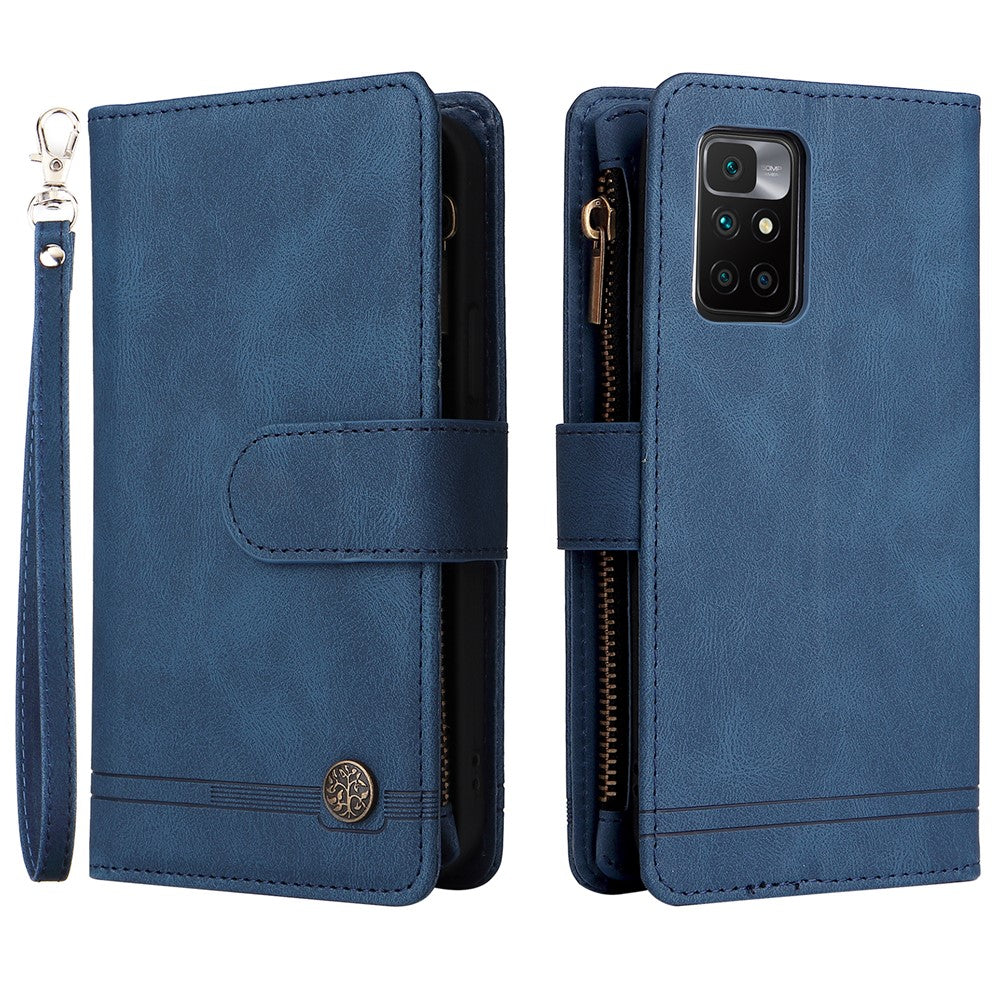 For Xiaomi Redmi Note 11 4G (MediaTek) / Redmi 10 4G (2021) / Redmi 10 2022 4G / 10 Prime PU Leather Phone Case Wallet Stand Protective Cover