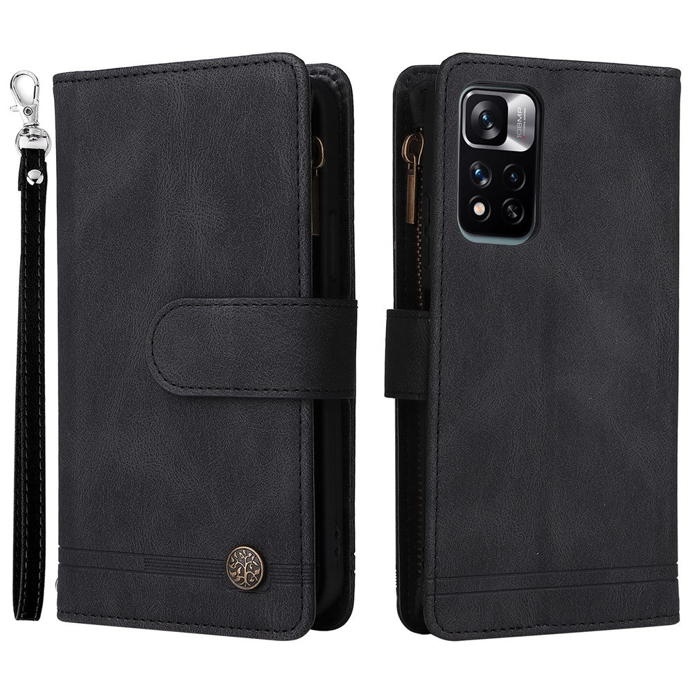 For Xiaomi Redmi Note 11 Pro 5G (China) (MediaTek) / Note 11 Pro+ 5G Zipper Pocket Wallet Case PU Leather Stand Phone Cover
