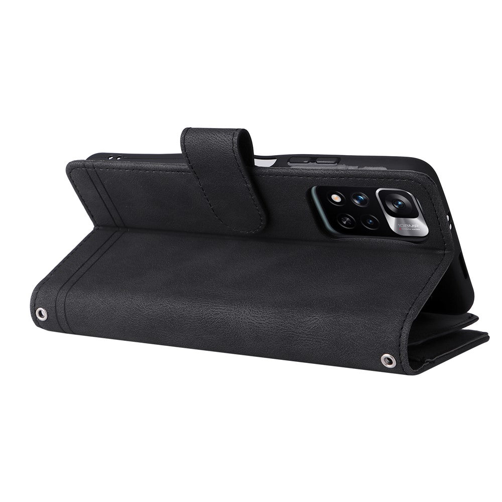 For Xiaomi Redmi Note 11 Pro 5G (China) (MediaTek) / Note 11 Pro+ 5G Zipper Pocket Wallet Case PU Leather Stand Phone Cover