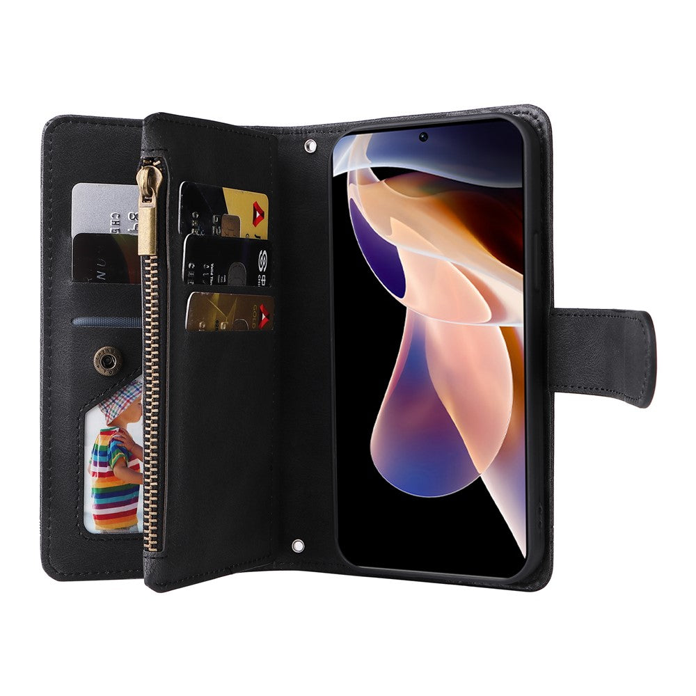For Xiaomi Redmi Note 11 Pro 5G (China) (MediaTek) / Note 11 Pro+ 5G Zipper Pocket Wallet Case PU Leather Stand Phone Cover
