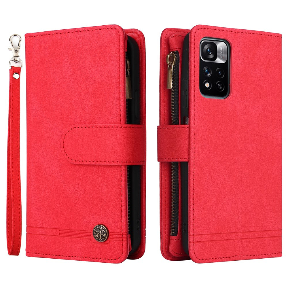For Xiaomi Redmi Note 11 Pro 5G (China) (MediaTek) / Note 11 Pro+ 5G Zipper Pocket Wallet Case PU Leather Stand Phone Cover