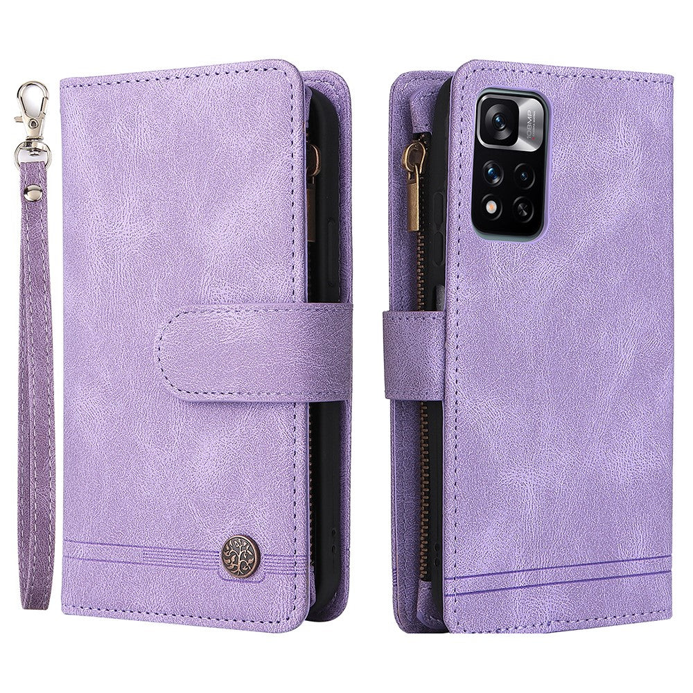 For Xiaomi Redmi Note 11 Pro 5G (China) (MediaTek) / Note 11 Pro+ 5G Zipper Pocket Wallet Case PU Leather Stand Phone Cover