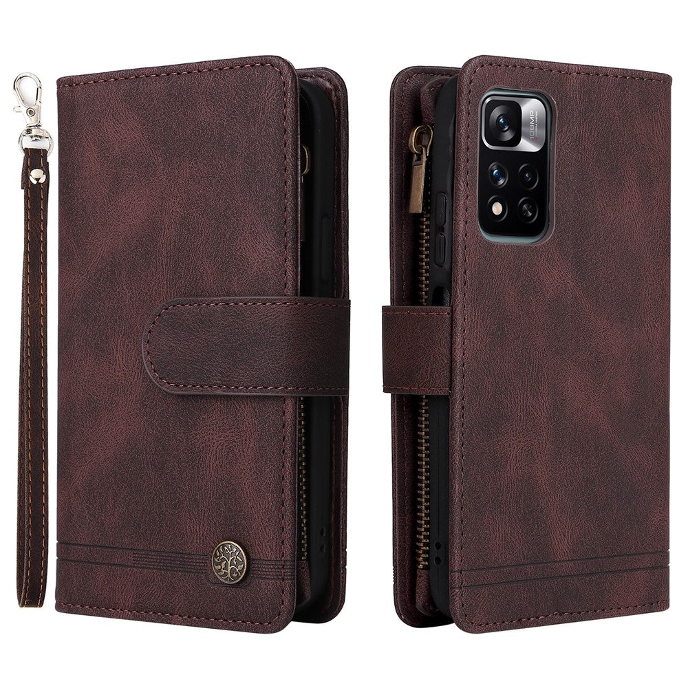 For Xiaomi Redmi Note 11 Pro 5G (China) (MediaTek) / Note 11 Pro+ 5G Zipper Pocket Wallet Case PU Leather Stand Phone Cover