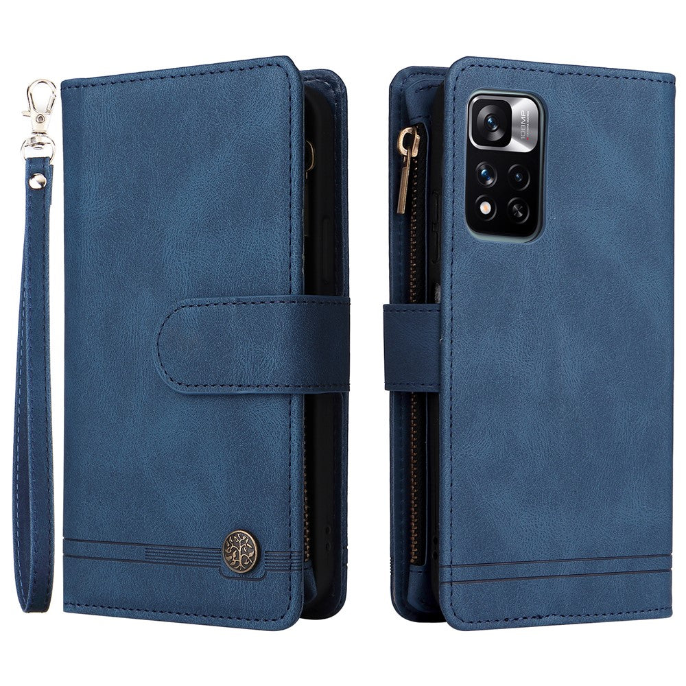 For Xiaomi Redmi Note 11 Pro 5G (China) (MediaTek) / Note 11 Pro+ 5G Zipper Pocket Wallet Case PU Leather Stand Phone Cover