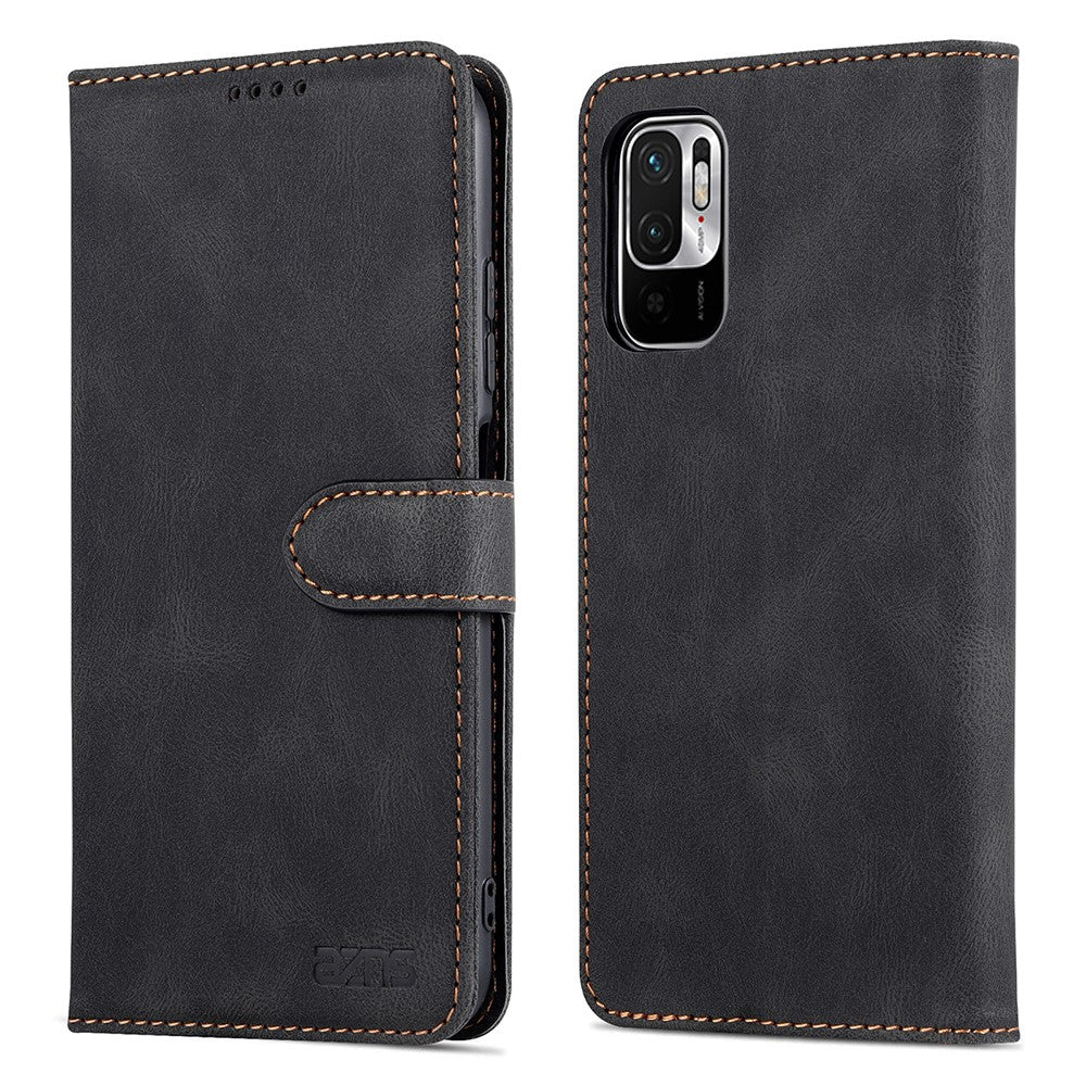AZNS Leather Case Scratch-resistant Wallet Stand Phone Cover for Xiaomi Poco M3 Pro 4G/5G/Redmi Note 10 5G/Redmi Note 10T 5G