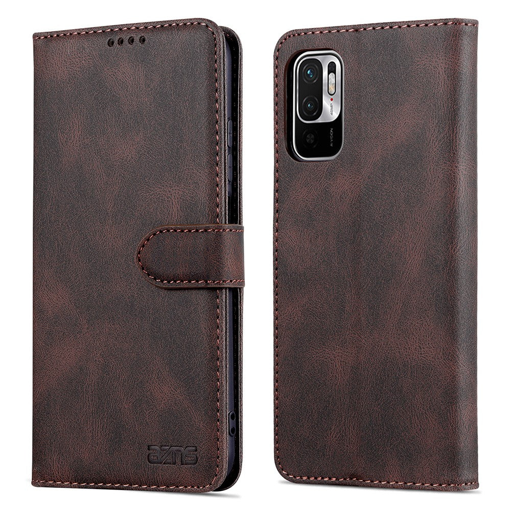 AZNS Leather Case Scratch-resistant Wallet Stand Phone Cover for Xiaomi Poco M3 Pro 4G/5G/Redmi Note 10 5G/Redmi Note 10T 5G