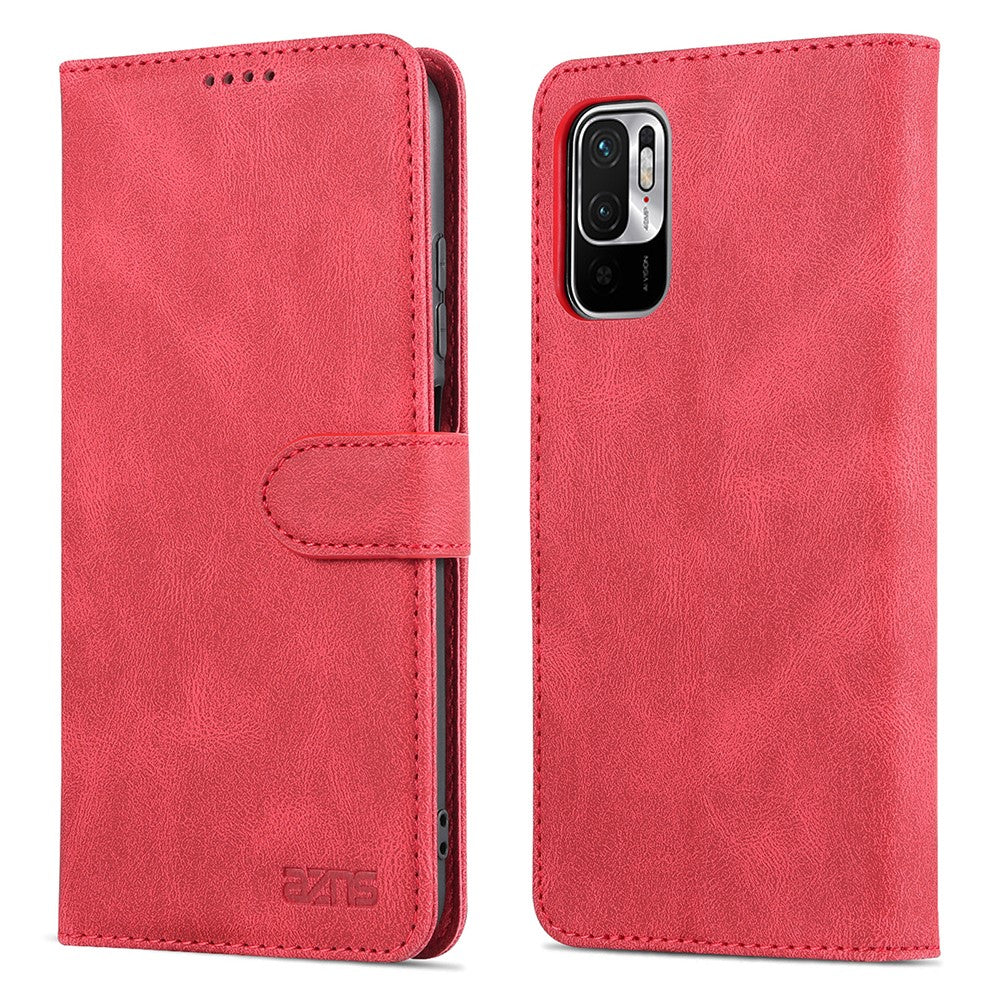 AZNS Leather Case Scratch-resistant Wallet Stand Phone Cover for Xiaomi Poco M3 Pro 4G/5G/Redmi Note 10 5G/Redmi Note 10T 5G