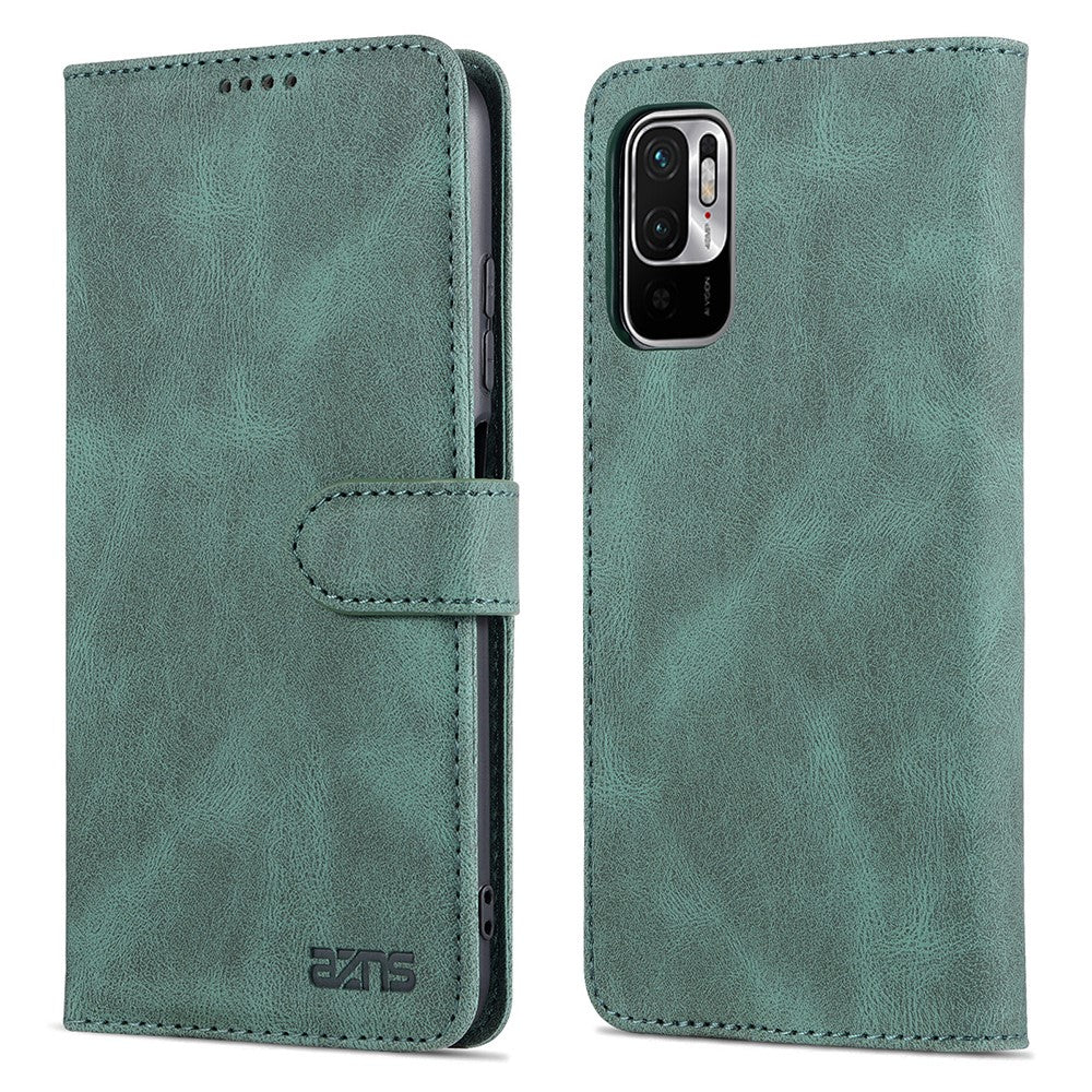AZNS Leather Case Scratch-resistant Wallet Stand Phone Cover for Xiaomi Poco M3 Pro 4G/5G/Redmi Note 10 5G/Redmi Note 10T 5G