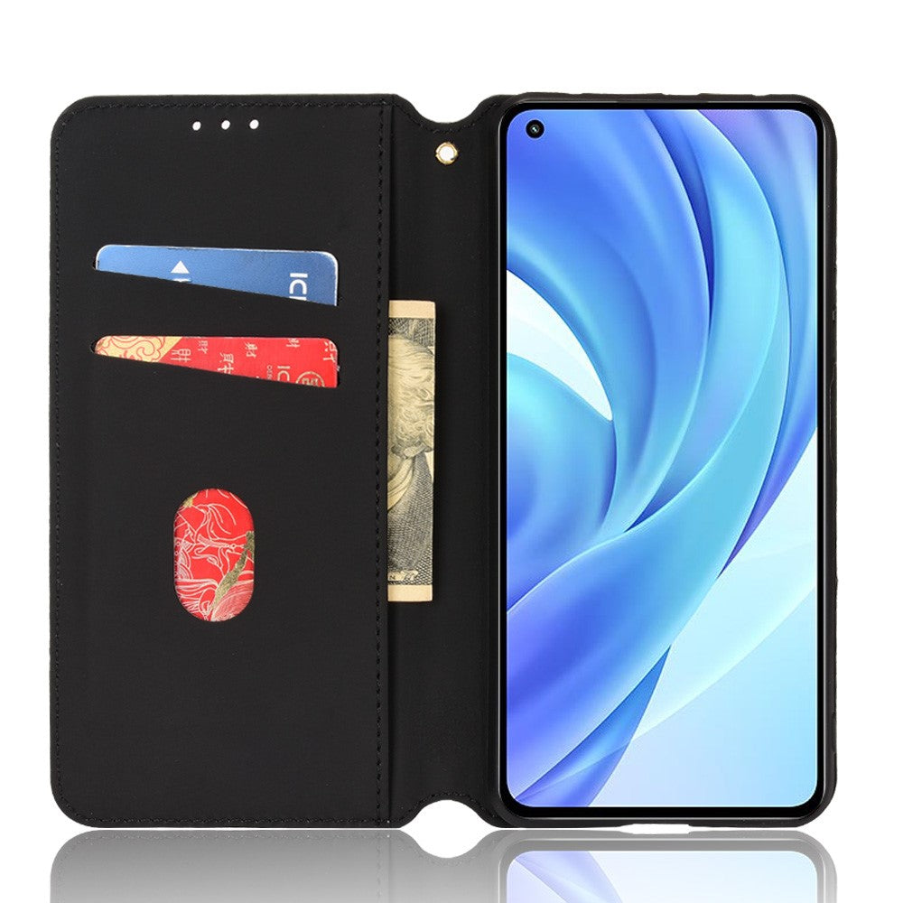 Magnetiskt, automatiskt stängande, PU-läderfodral med stativ, 3D-rompräglat läderfodral för Xiaomi 11 Lite 5G NE/Mi 11 Lite 4G/5G