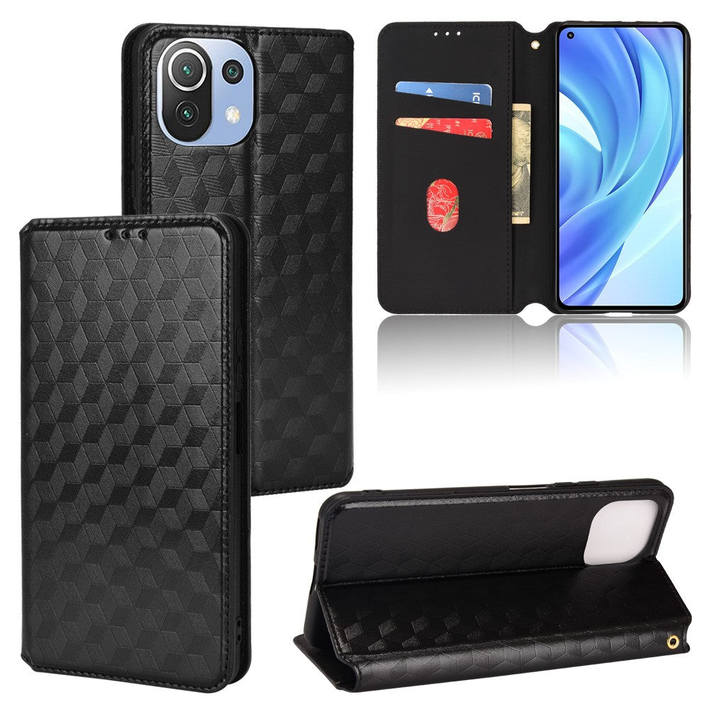 Magnetiskt, automatiskt stängande, PU-läderfodral med stativ, 3D-rompräglat läderfodral för Xiaomi 11 Lite 5G NE/Mi 11 Lite 4G/5G