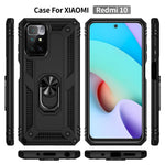 Heavy Duty Soft Flexible TPU Hard PC Anti-Slip Protective Phone Case with Ring Car Mount Kickstand for Xiaomi Redmi Note 11 4G (MediaTek)/Redmi 10 4G (2021)/Redmi 10 2022 4G