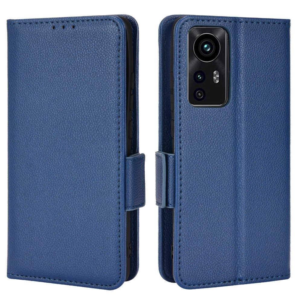 Fuld beskyttelse Litchi-tekstureret PU-læder med magnetisk lukning Pungcover med stativ TPU-stødsikkert flipcover til Xiaomi 12 5G/12X 5G/12S 5G