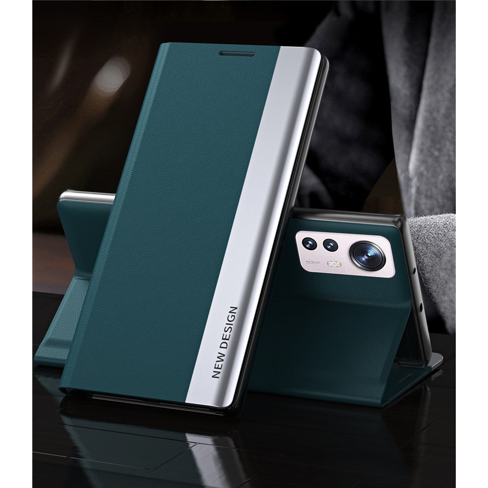 PU Leather + PC Foldable Stand Phone Case Shell for Xiaomi 12 Pro 5G / 12S Pro 5G  / 12 Pro (Dimensity) 5G