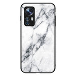 For Xiaomi 12 5G/12X 5G/12S 5G Marble Pattern Shockproof TPU Bumper Tempered Glass + PC Back Cover Well-protected Phone Case