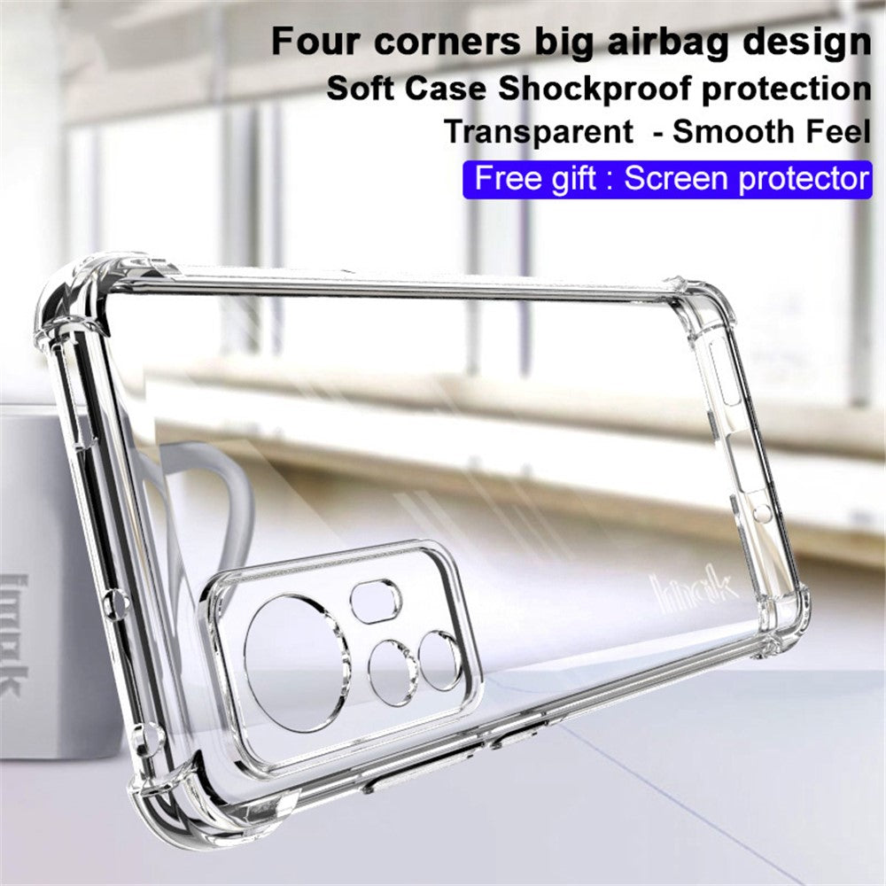 IMAK TPU Case for Xiaomi 12 5G/12X 5G/12S 5G Four Corners Anti-Scratch Back Cover with Screen Protector