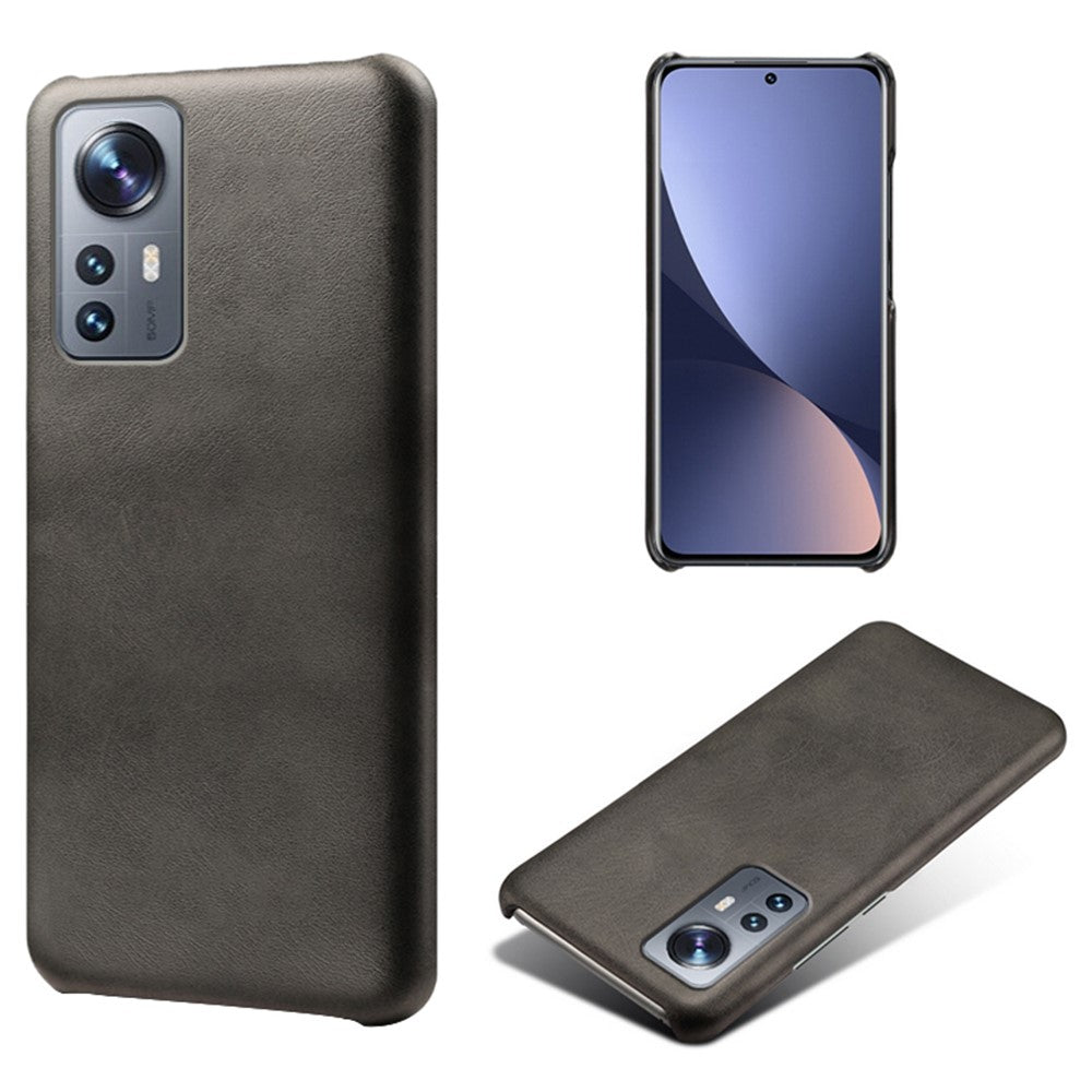 For Xiaomi 12 5G/12X 5G/12S 5G Textured PU Leather Coating Scratch-resistant Hard PC Phone Cover Protective Case