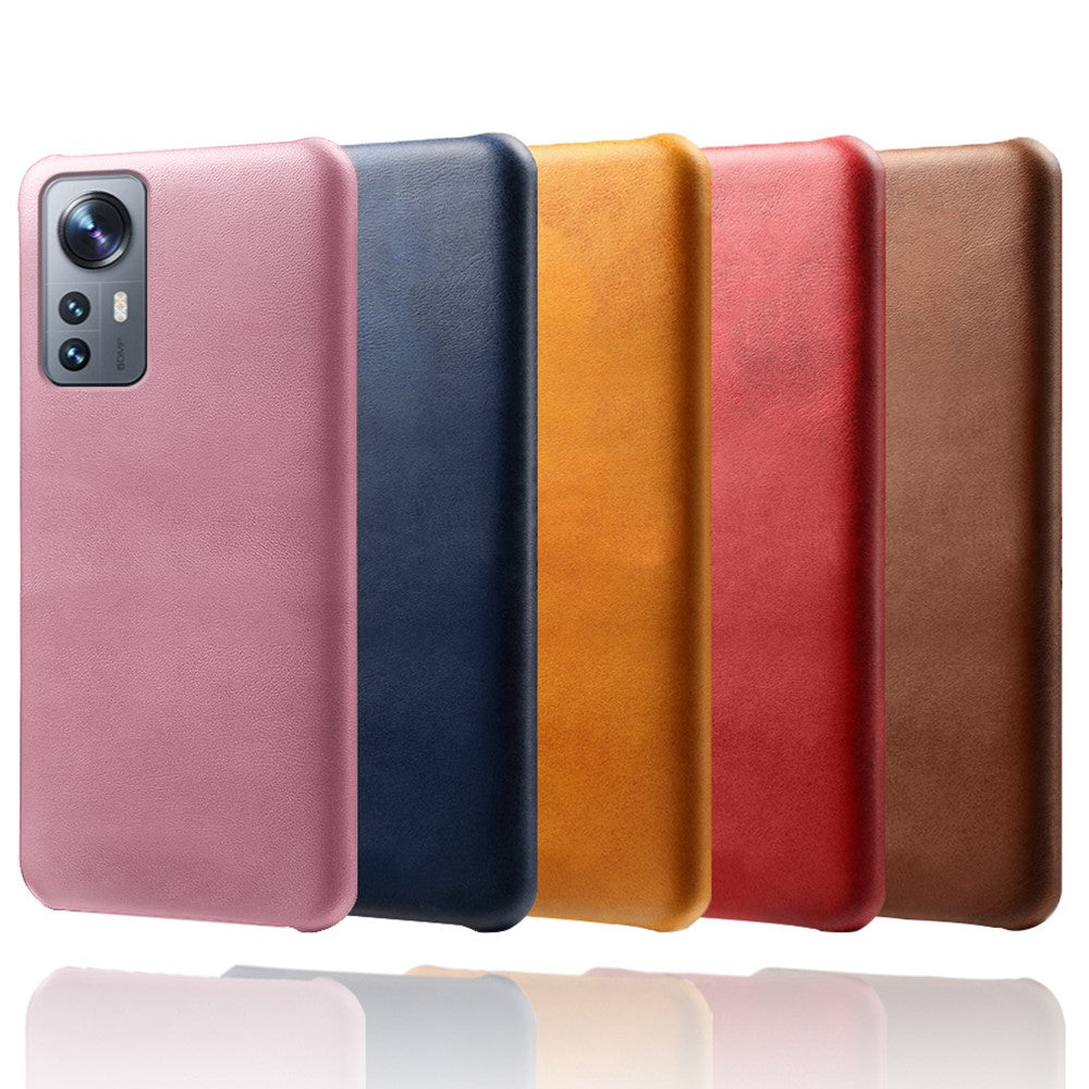 For Xiaomi 12 5G/12X 5G/12S 5G Textured PU Leather Coating Scratch-resistant Hard PC Phone Cover Protective Case