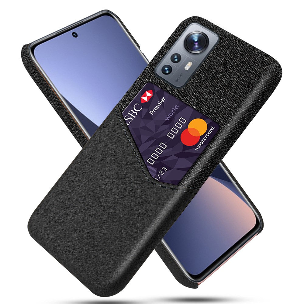 For Xiaomi 12 5G/12X 5G/12S 5G Card Holder Anti-drop Phone Cover Cloth + PC + PU Leather Hybrid Case